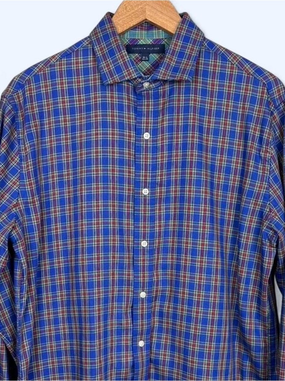 Tommy Hilfiger Blue Red Plaid Button-Down Shirt